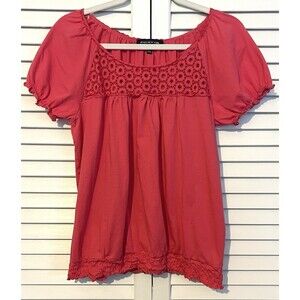 Jones New York Signature Shirt Pullover Eyelet Scoop Neck Women’s Size Large